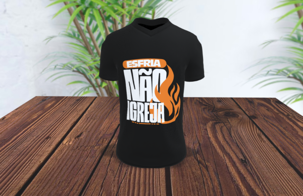 Camiseta Preta Algodão Esfria não Igreja
